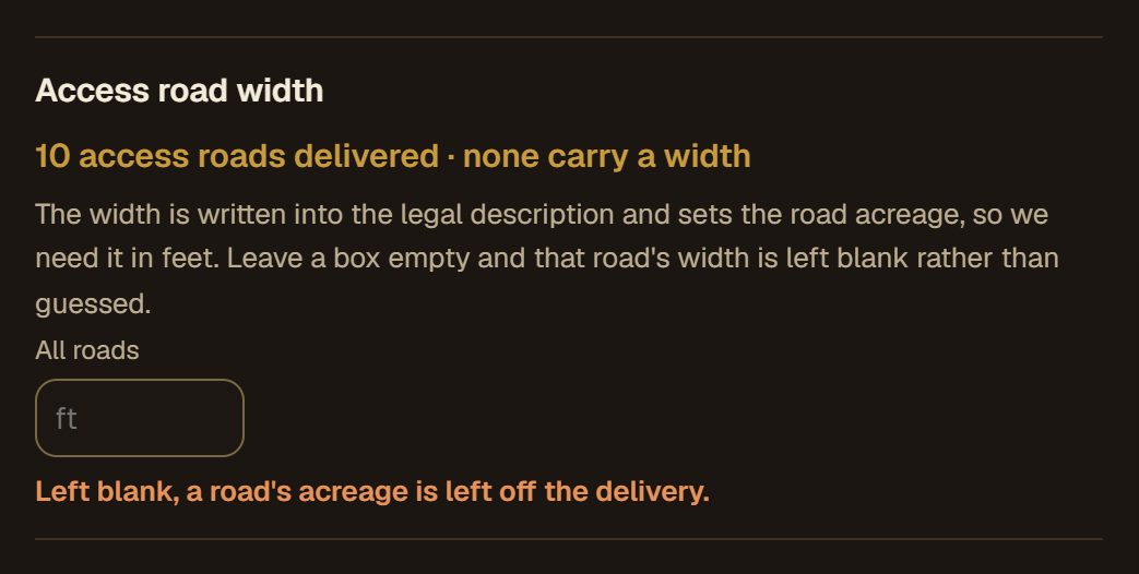 Access road widths