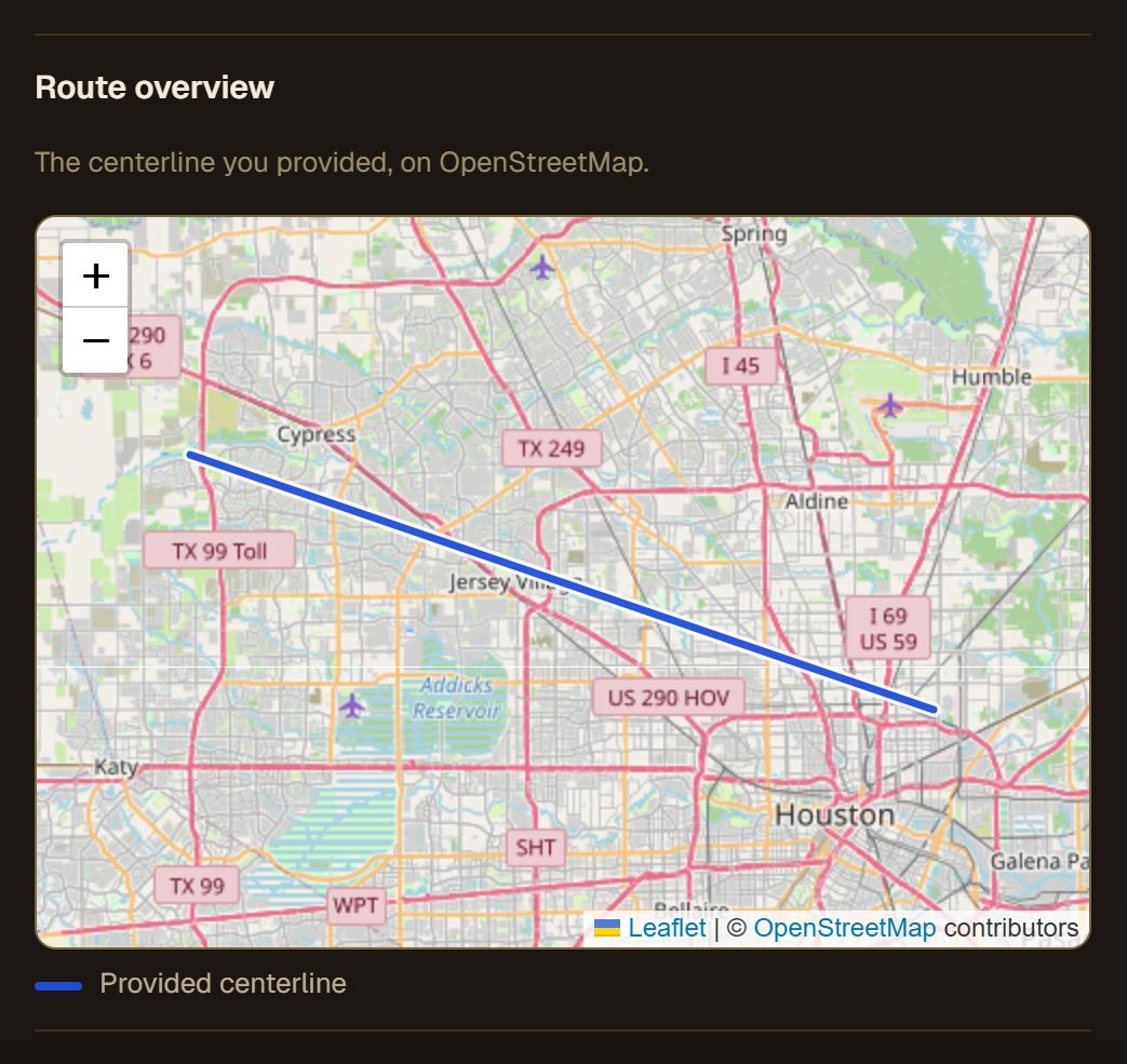 The route on a map
